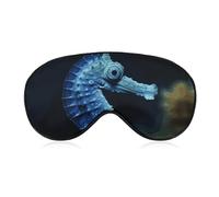 Blue Seahorse Sleeping Mask, Light Blocking Eye Mask, Comfortable and Soft, Eye Cover with Elastic Band, Suitable for Men and Women, Suitable for Travel/Sleeping