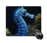 Blue Seahorse Square Mouse Pad Portable Computer Mousepad with Non-Slip Rubber Base 18 * 22cm Ultra-Thin Gaming Mouse Mat for Computer Laptop Office Desk Accessories