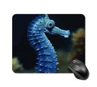 Blue Seahorse Square Mouse Pad Portable Computer Mousepad with Non-Slip Rubber Base 20 * 25cm Ultra-Thin Gaming Mouse Mat for Computer Laptop Office Desk Accessories