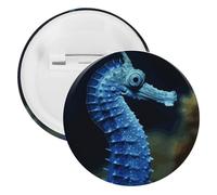 Blue Seahorse Tinplate Badge Personalized Round Brooch Large Craft Button Suitable for Teachers, Nurses, Doctors, Staff, Party Gift Accessories, style, 12 Pieces