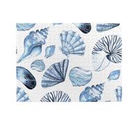 Blue Seashells Pattern On White,500 Pieces Puzzles for Adults-Wooden Jigsaw Puzzle for Adults Elderly