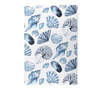 Blue Seashells Pattern On White, Jigsaw Puzzles 1000 Pieces, Wooden Jigsaw Family Game Wall Decor for Adults Teens