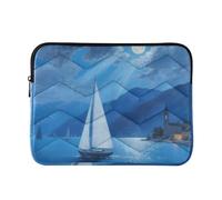 Blue Seaside Sailboat Laptop Sleeve Case 15-16 Inch Stylish Sleeve for Laptop for Travel Business