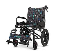 Blue Self-Propelled Wheelchair with Hand Brakes | Flat-Free Anti-Puncture Rear Wheels | Adjustable Footrests | Elderly & Adult Mobility Aid