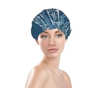 Blue serpentine chart Shower Cap for Women Reusable Bath Cap Upgrade Double Layers Bathing Hat Waterproof Elastic Bath Hair Caps for Women Ladies Spa Salon Hair Bath Hat