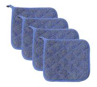 (Blue) Set of 4 Oven Mitts and Pot Holders, Microwave Safe, BBQ Gloves, 18 x 18 cm