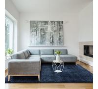 Blue Shaggy Modern Plain Easy To Clean Rug For Dining Room-80Cm X 150Cm
