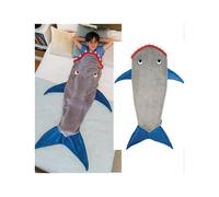 (Blue Shark:140*50CM) Shark or Mermaid Design Blanket for Kids