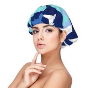 Blue Shark Camo,Adult's Satin Sleeping Cap - Women's Elastic Sleep Bonnet, Adjustable Overnight Hair Cover