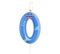 Blue Shark Candles, Number 0 Birthday Candles,Shark Party Toppers for Cake,Happy Birthday Candle,Shark Theme Party Decorations for Boy Girl Baby