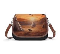 Blue Shark Crossbody Bags for Women Leather Handbags Travel Purses Shoulder Bags Tote Bag for Daily Use, Native American Tribes, One Size