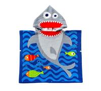 Blue Shark Hooded Poncho Towel for Kids,60x90cm Kids Beach Towel Swimming Towels,Beach Changing Robe Children's Bath Towel Poncho for Swimming Pool,Microfiber Towel Bathrobe for Girls Boys Children