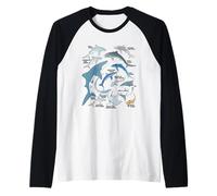 Blue Shark Mako Whale Shark Types Raglan Baseball Tee