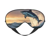 Blue Shark Print Comfortable Eye Mask Breathable Adjustable Men Women Lightweight Travel Yoga Work