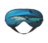 Blue Shark Print Sleep Eye Smask with Strap Eye Shade for Travel Nap Meditation