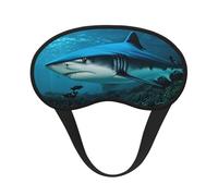 Blue Shark Print Sleep Mask for Side Sleepers Cup-Shaped Blackout Eye Mask Shades Cover for Men and Women