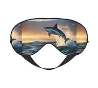 Blue Shark Print Sleep Mask, Soft Breathable Eye Cover for Travel, Shift Work & Meditation