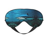 Blue Shark Print Soft Eye Mask - Comfortable Sleep, Elastic Nighttime Shade, Eye Covers for Travel, Meditation