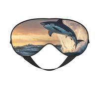Blue Shark Print Stylish Eye Mask Lightweight Travel Yoga Nap Meditation Camping Work Relaxation