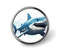 Blue Shark Round Badge Cute Brooch Hats Jackets Decor Personalized Lapel Pin Clothing Jewelry Accessories for Wedding Party Gift