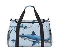 Blue Shark Travel Bag, Weekender Bags For Women Men For Outdoor Adventures, Ideal For Camping And Hiking, Black, One Size