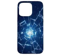 Blue Shattered Glass for Abstract Cracked Power Ice Art Case for iPhone 15 Pro Max