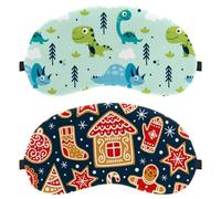 Blue Shining Christmas Gingerbread House 2-Pack Eye Patch and Eye Masks Set, Light-Blocking, Soft, Breathable Sleep Mask Kit