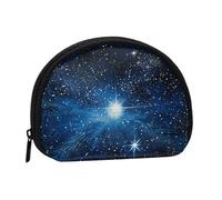 Blue Shining Star Printed Mini Coin Pouch, Shell Shape Zip Around Wallet, Small Zipper Pouch for Cash, Cards, Keys, Lipstick, Storage Pouch, Travel Organizer