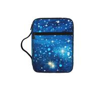 Blue Shining Stars Bible Cover with Zipper, Bible Case Organizer with Handle, Water-Resistant Oxford Fabric Bible Bag for Women Men 27x20cm