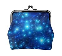 Blue Shining Stars Coin Purse for Women, Chic PU Leather Mini Change Pouch with Kiss Lock Clasp, Fashion Change Purse Wallets for Coins, Keys, Lipstick, and Earphones