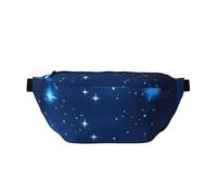 Blue Shining Stars Pattern Print Crossbody Fanny Pack With Adjustable Strap Waist Bags Hip Pack For Traveling Running Hiking