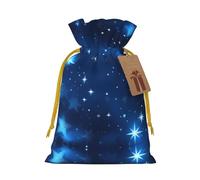 Blue Shining Stars Pattern Print Drawstring Gift Bags,For Holiday Season,Birthdays,Anniversaries And Any Special Occasion