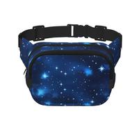 Blue Shining Stars pattern print Fashion Waist Packs Crossbody Belt Bag Fanny Pack for Women Crossbody for Traveling Running, Black, One Size