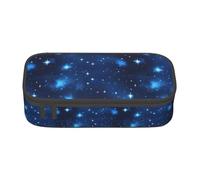 Blue Shining Stars pattern Print Fashionable Functional Pencil Case Convenient Daily Use Storage Makeup Toiletries