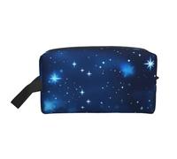 Blue Shining Stars Pattern Print Large Capacity Travel Toiletry Bag Cosmetic Pouch Waterproof Lightweight Vacation