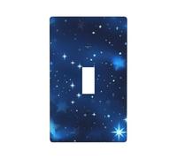 Blue Shining Stars pattern Print Light Switch Cover Plate,Toggle Wall Plate Cover,Standard Size 4.5 x 2.76 Inche
