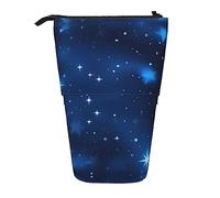 Blue Shining Stars Pattern Print Standing Pencil Case Telescopic Pencil Bag Pop Up Pencil Pouch Pen Pouch Makeup Cosmetics Bag