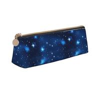 Blue Shining Stars Pattern Print Students Supplies Higher Capacity Pencil Pouch Pen Case School Travel Office Desk