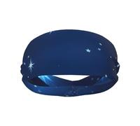 Blue Shining Stars Pattern Print Style Functionality Sports Sweatband For Men Women Stretchy Breathable Headband