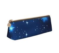 Blue Shining Stars Pattern Print Stylish Pencil Case Large Capacity 8.3 x 2.2 x 2.4In Triangle Pouch Daily Essentials