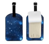 Blue Shining Stars Pattern Print Travel Luggage Tags Elegant Luggage Tag 4.3 x 2.76 Inch for Suitcases Accessory