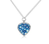 Blue Shining Stars Pattern Urn Necklace for Ashes 27.6'' Chain with Filling Kit Pet Cremation Jewelry Charm Silver Pendant Necklace Dog Cat Ashes Keepsakes Memorial Gift for Women Men Pet Lover