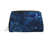 Blue Shining Stars Print Cosmetic Bags,Leather Makeup Bag Small For Purse,Cosmetic Pouch,Toiletry Clutch For Women Travel, Blue Galaxy, One Size