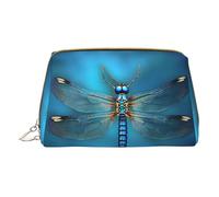 Blue Shining Stars Print Cosmetic Bags,Leather Makeup Bag Small For Purse,Cosmetic Pouch,Toiletry Clutch For Women Travel, Blue Odonata Pattern, One Size