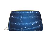 Blue Shining Stars Print Cosmetic Bags,Leather Makeup Bag Small For Purse,Cosmetic Pouch,Toiletry Clutch For Women Travel, Blue Musical Notes, One Size