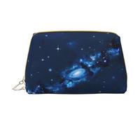 Blue Shining Stars Print Cosmetic Bags,Leather Makeup Bag Small For Purse,Cosmetic Pouch,Toiletry Clutch For Women Travel, Blue Galaxy Pattern, One Size