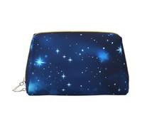 Blue Shining Stars Print Cosmetic Bags,Leather Makeup Bag Small For Purse,Cosmetic Pouch,Toiletry Clutch For Women Travel, Blue Shining Stars Pattern, One Size