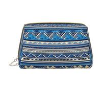 Blue Shining Stars Print Cosmetic Bags,Leather Makeup Bag Small For Purse,Cosmetic Pouch,Toiletry Clutch For Women Travel, Blue Polynesian Maori Tribal Print, One Size