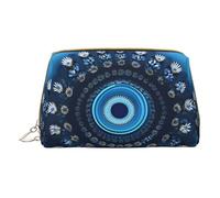 Blue Shining Stars Print Cosmetic Bags,Leather Makeup Bag Small For Purse,Cosmetic Pouch,Toiletry Clutch For Women Travel, Blue Mini Flower Swirl, One Size