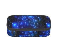 Blue Shining Stars Print Fashionable Functional Pencil Case Convenient Daily Use Storage Makeup Toiletries